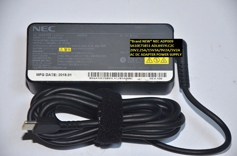 *Brand NEW* NEC ADP009 SA10E75851 ADLX45YLC2C 20V2.25A/15V3A/9V2A/5V2A AC DC ADAPTER POWER SUPPLY